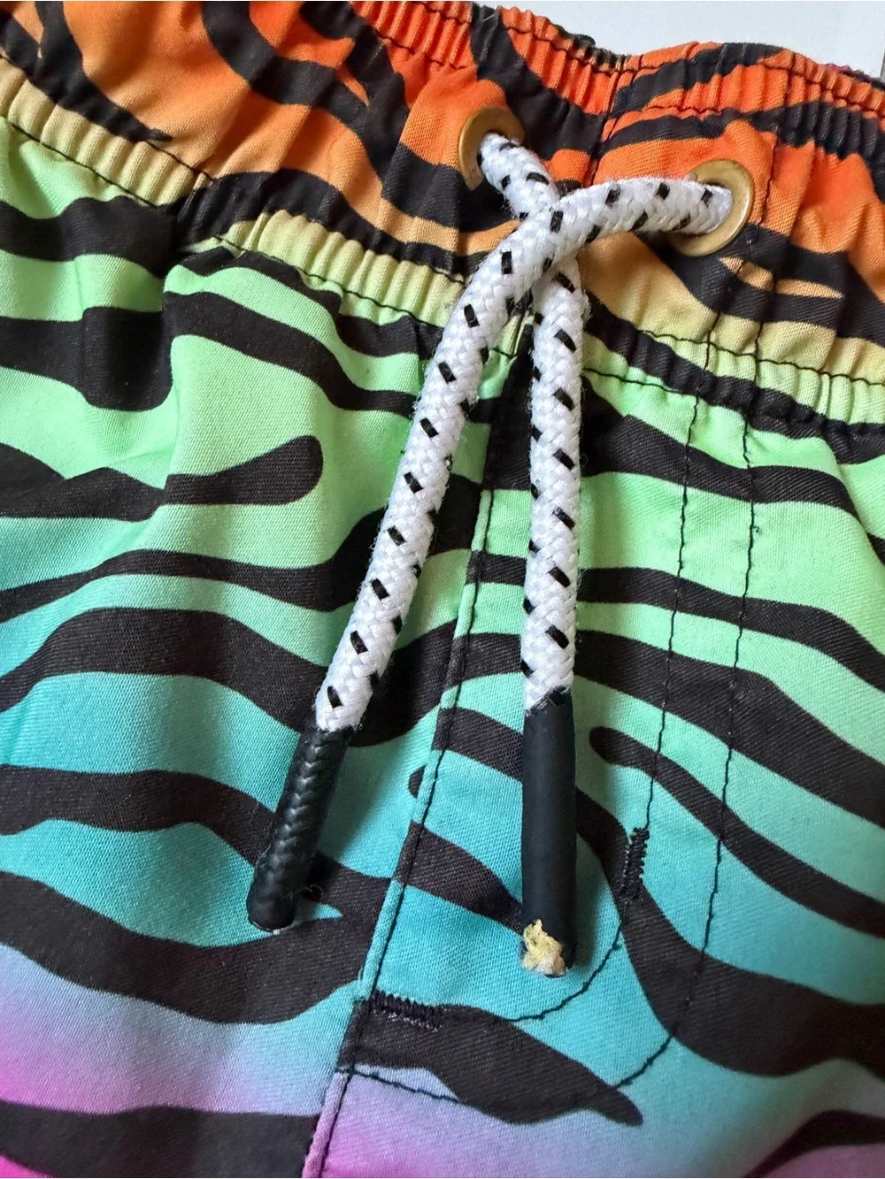 🌈6-7🦓 Art Class Rainbow Zebra Swim Trunks - Pink, Orange, Green, Blue, Black